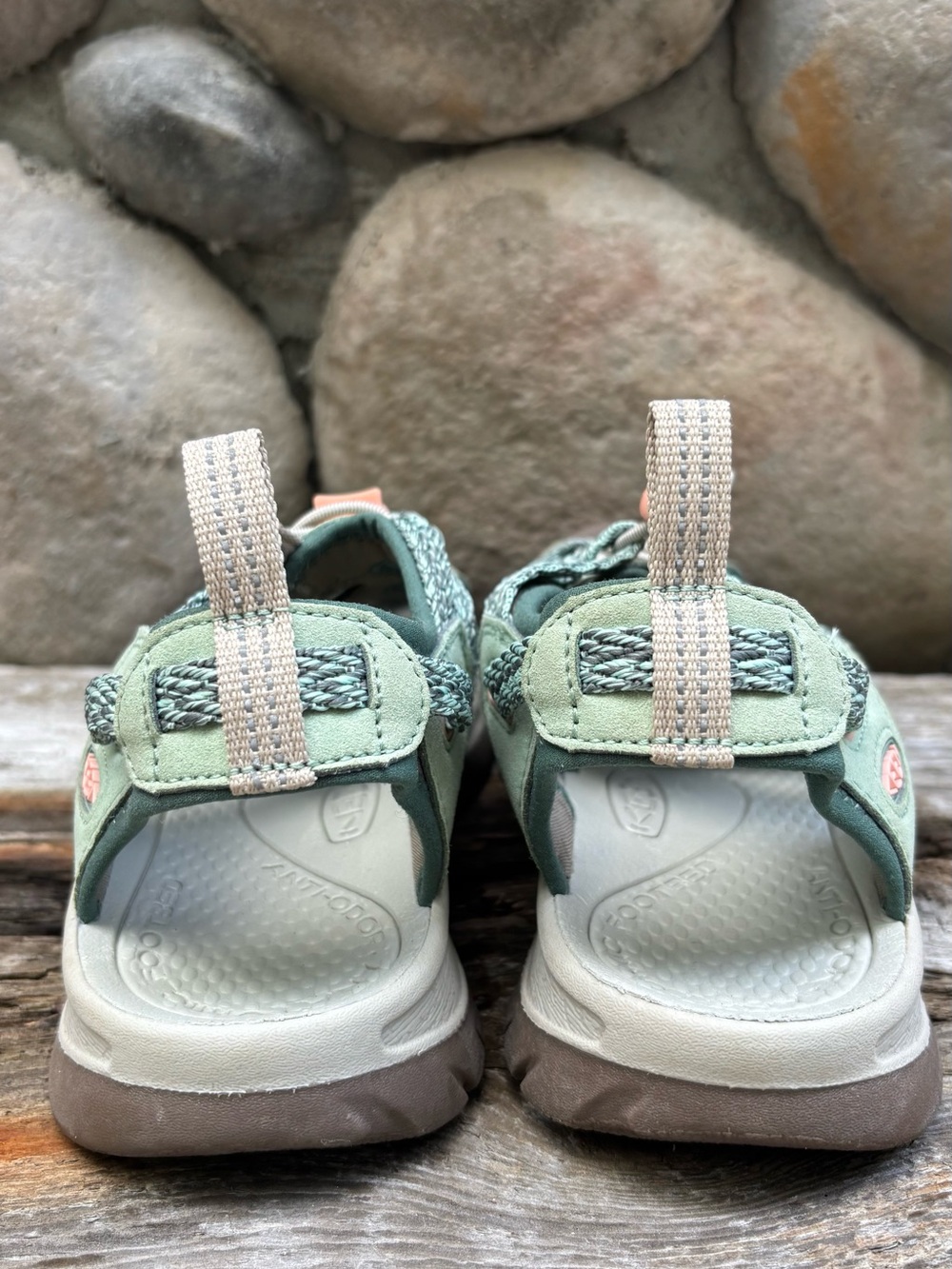 Keen Whisper Sandal- Woman’s Mint Green and Peach Outdoor Sport Sandals - Picture 3 of 9